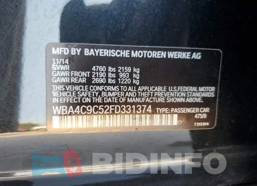 WBA4C9C52FD331374 Photo# 13