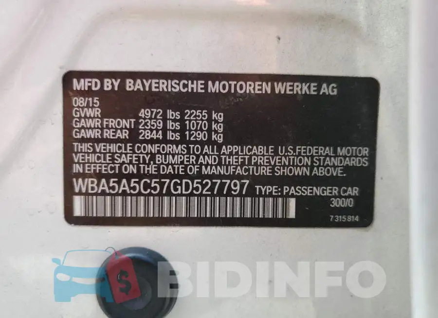 WBA5A5C57GD527797 Photo# 13