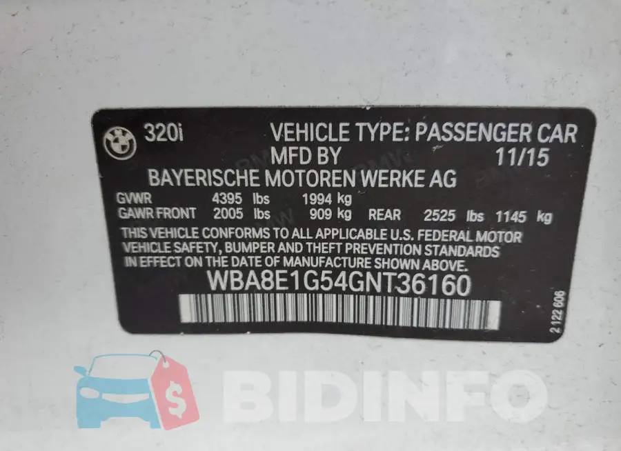 WBA8E1G54GNT36160 Photo# 12