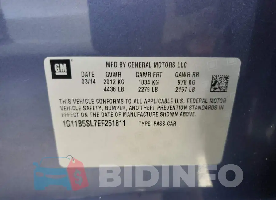 1G11B5SL7EF251811 Photo# 12