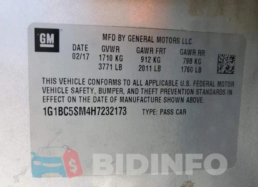 1G1BC5SM4H7232173 Photo# 12