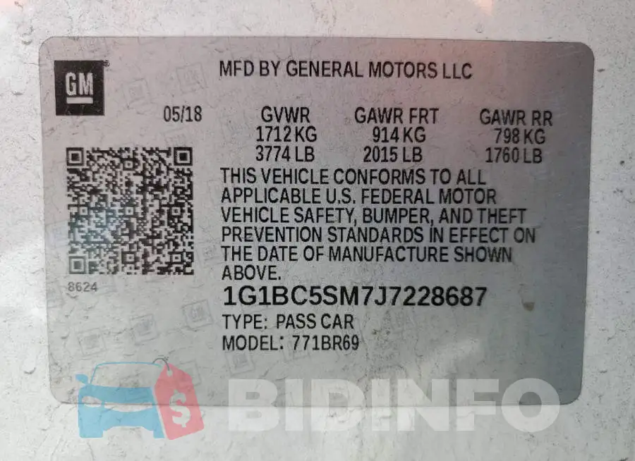 1G1BC5SM7J7228687 Photo# 13