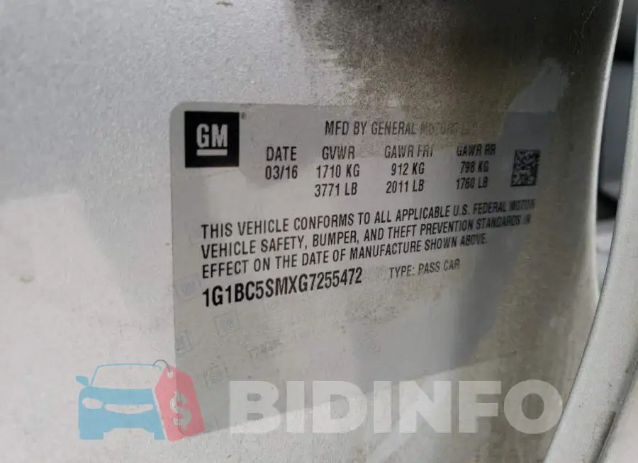 1G1BC5SMXG7255472 Photo# 13