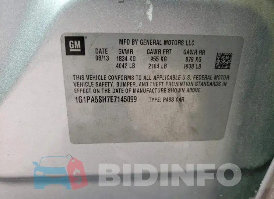 1G1PA5SH7E7145099 Photo# 12
