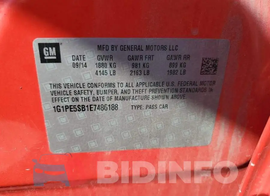 1G1PE5SB1E7486188 Photo# 12
