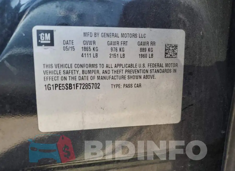 1G1PE5SB1F7285702 Photo# 12
