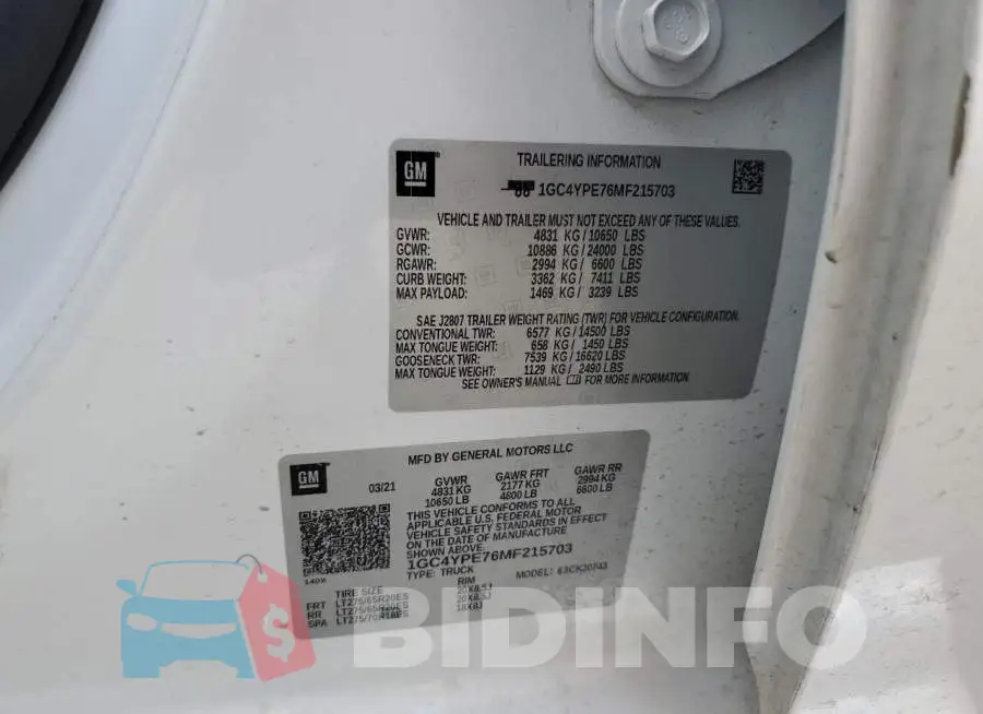 1GC4YPE76MF215703 Photo# 12