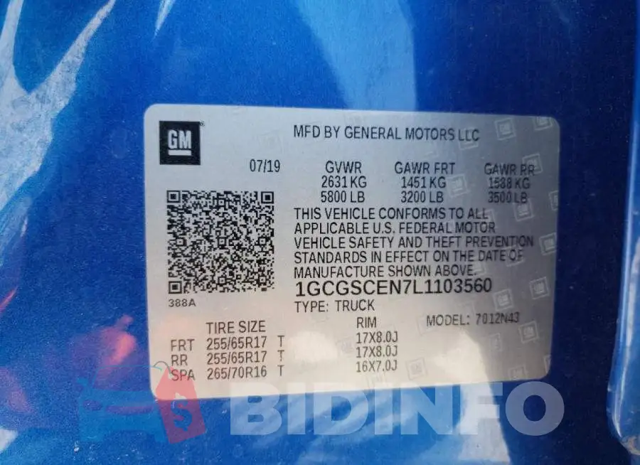 1GCGSCEN7L1103560 Photo# 12