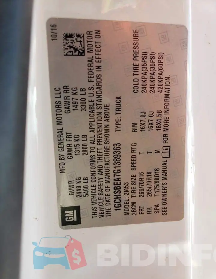 1GCHSBEA7G1389363 Photo# 12