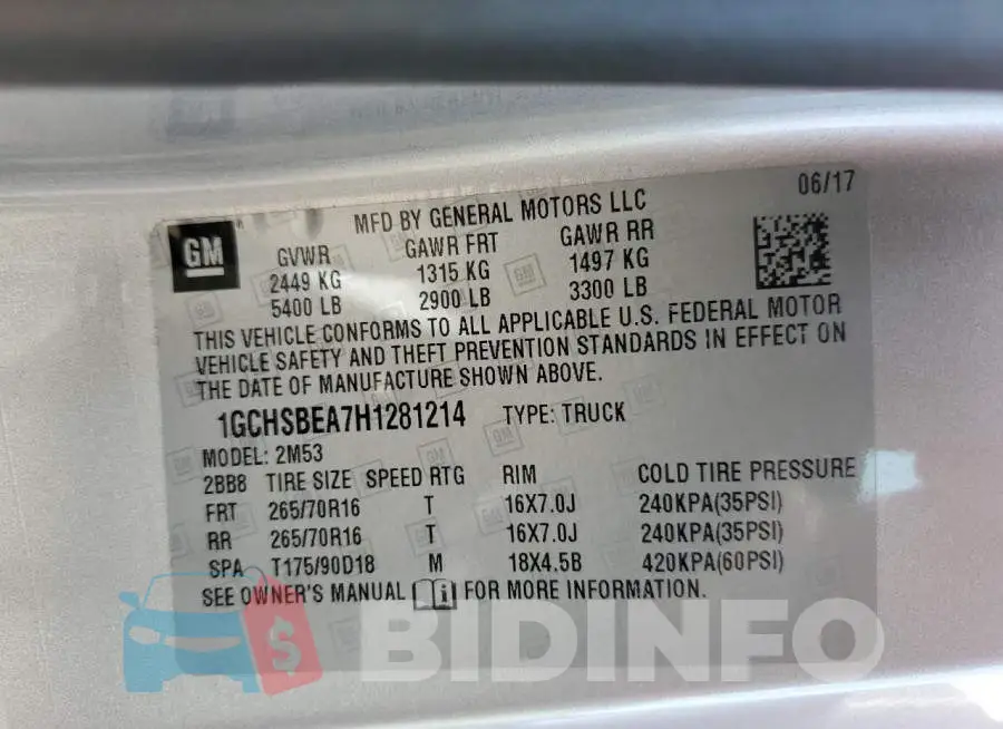 1GCHSBEA7H1281214 Photo# 12