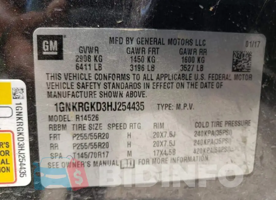 1GNKRGKD3HJ254435 Photo# 13