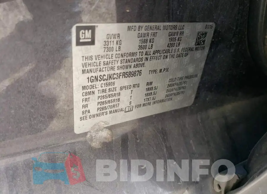 1GNSCJKC3FR589876 Photo# 13