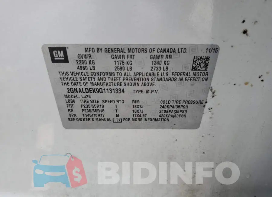 2GNALDEK9G1131334 Photo# 14