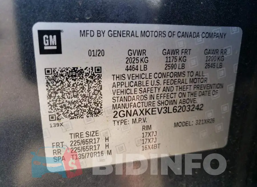 2GNAXKEV3L6203242 Photo# 13