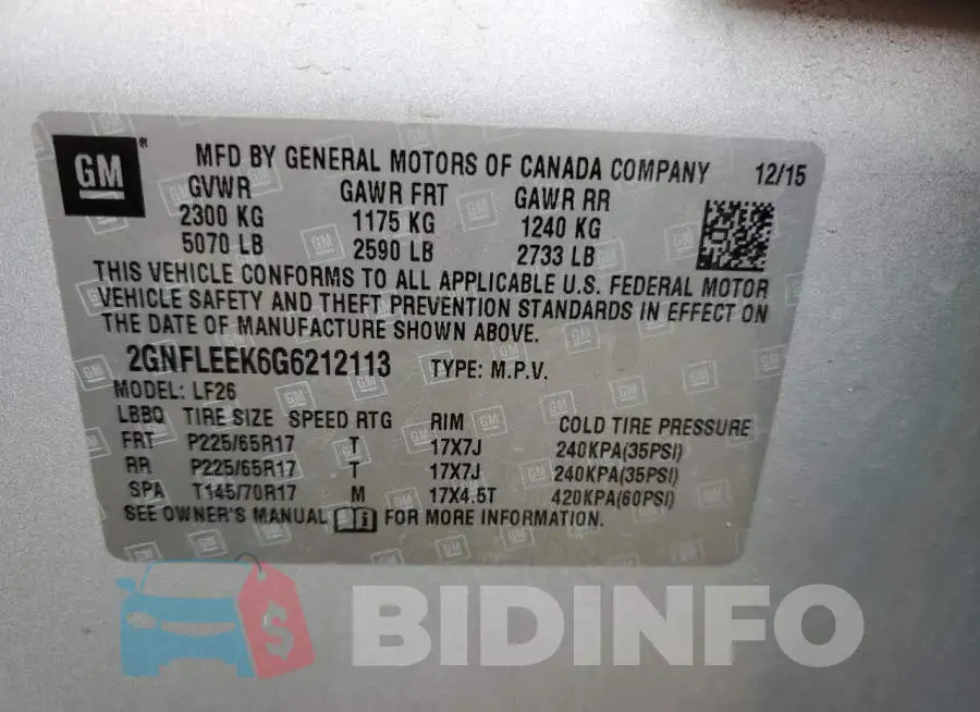 2GNFLEEK6G6212113 Photo# 14