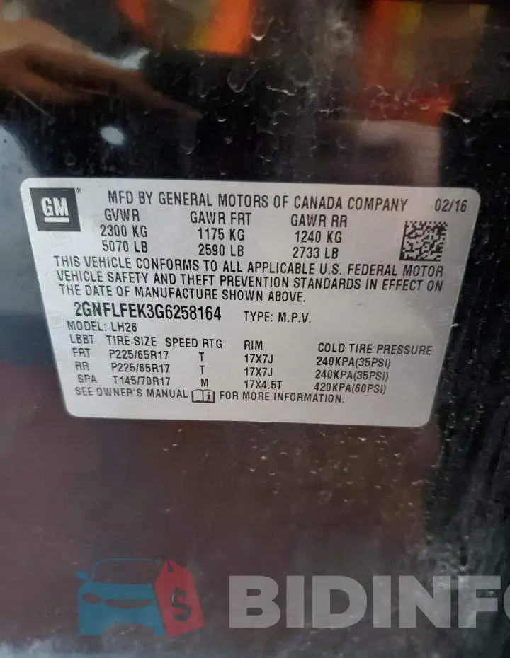 2GNFLFEK3G6258164 Photo# 14