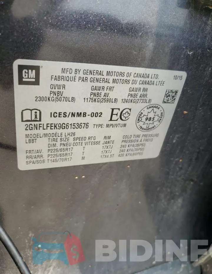2GNFLFEK9G6153676 Photo# 13