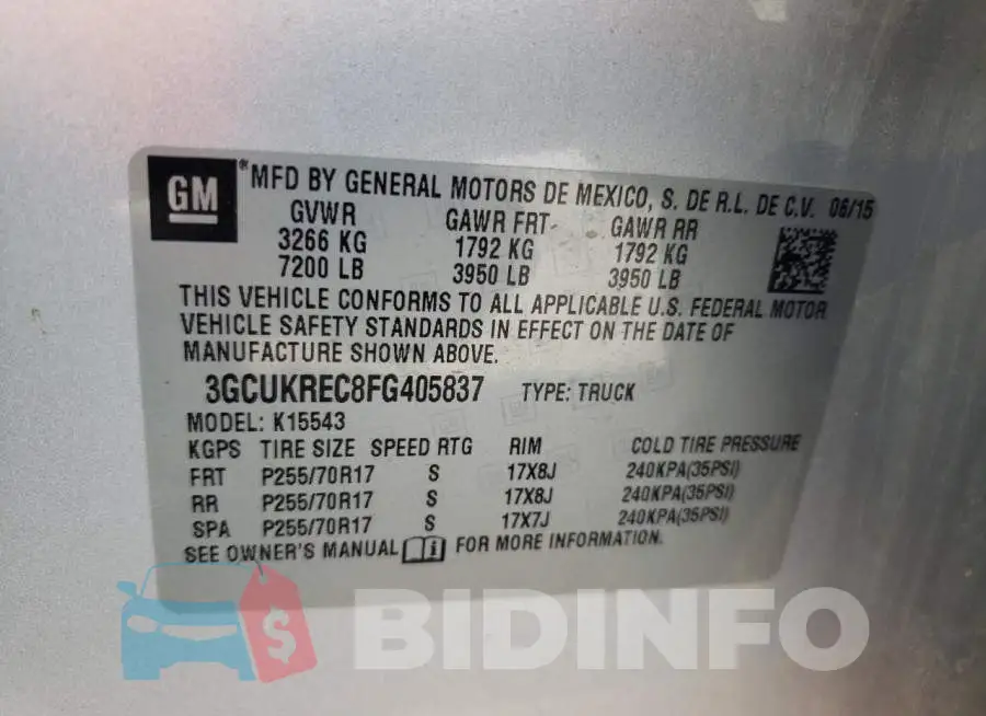 3GCUKREC8FG405837 Photo# 13