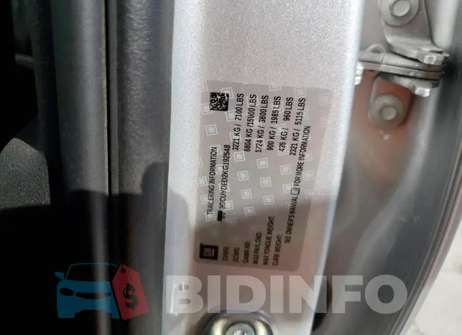 3GCUYDED2KG192548 Photo# 12