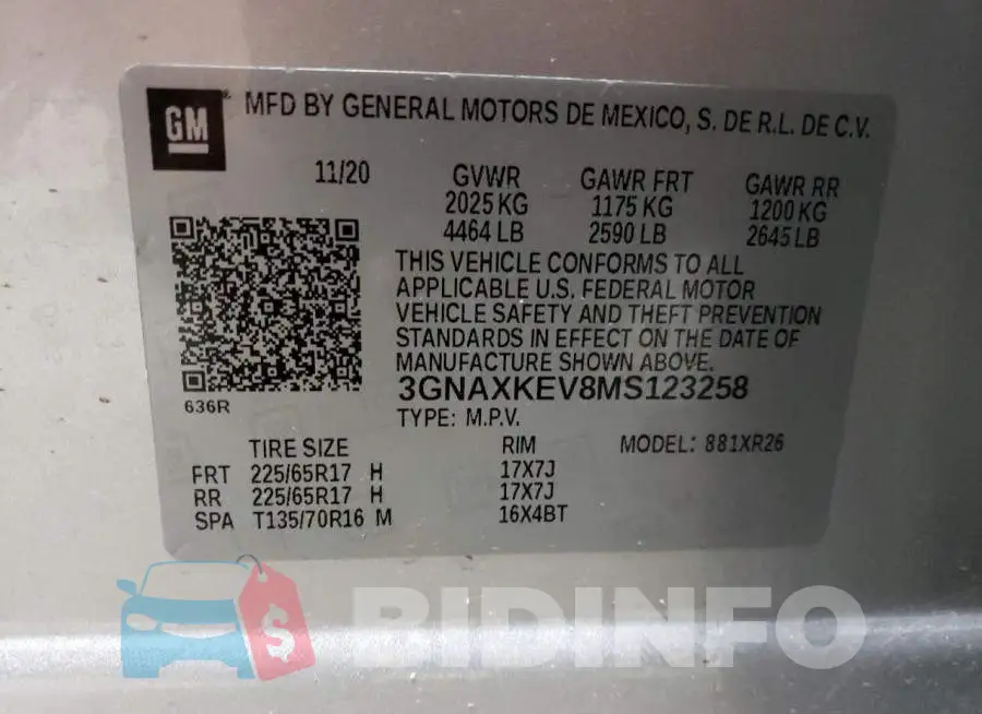 3GNAXKEV8MS123258 Photo# 14