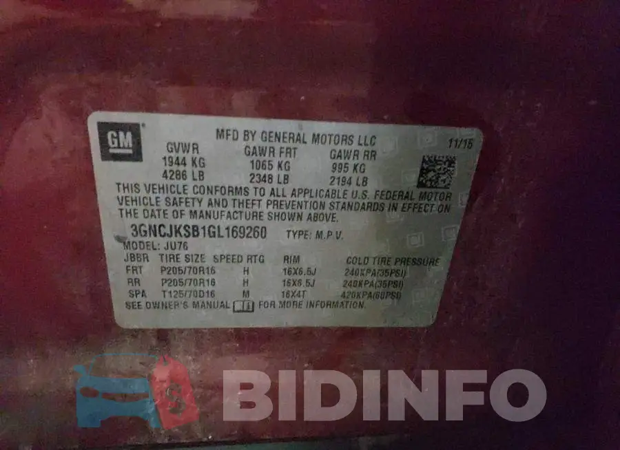 3GNCJKSB1GL169260 Photo# 13