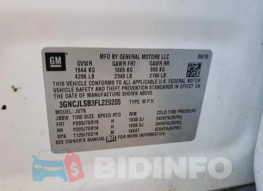 3GNCJLSB3FL229205 Photo# 13