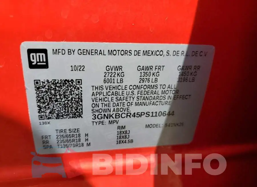 3GNKBCR45PS110644 Photo# 13