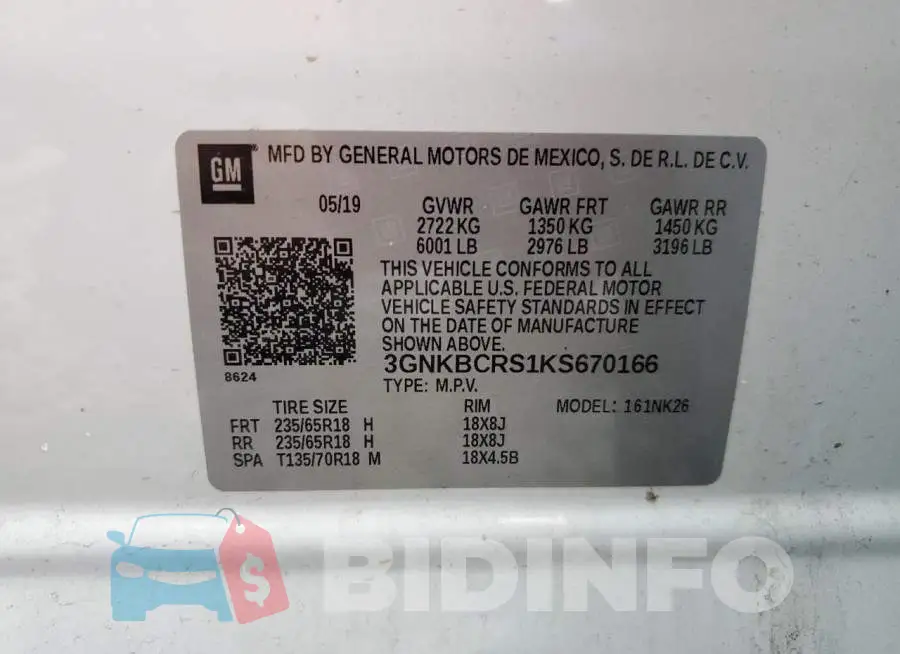 3GNKBCRS1KS670166 Photo# 14