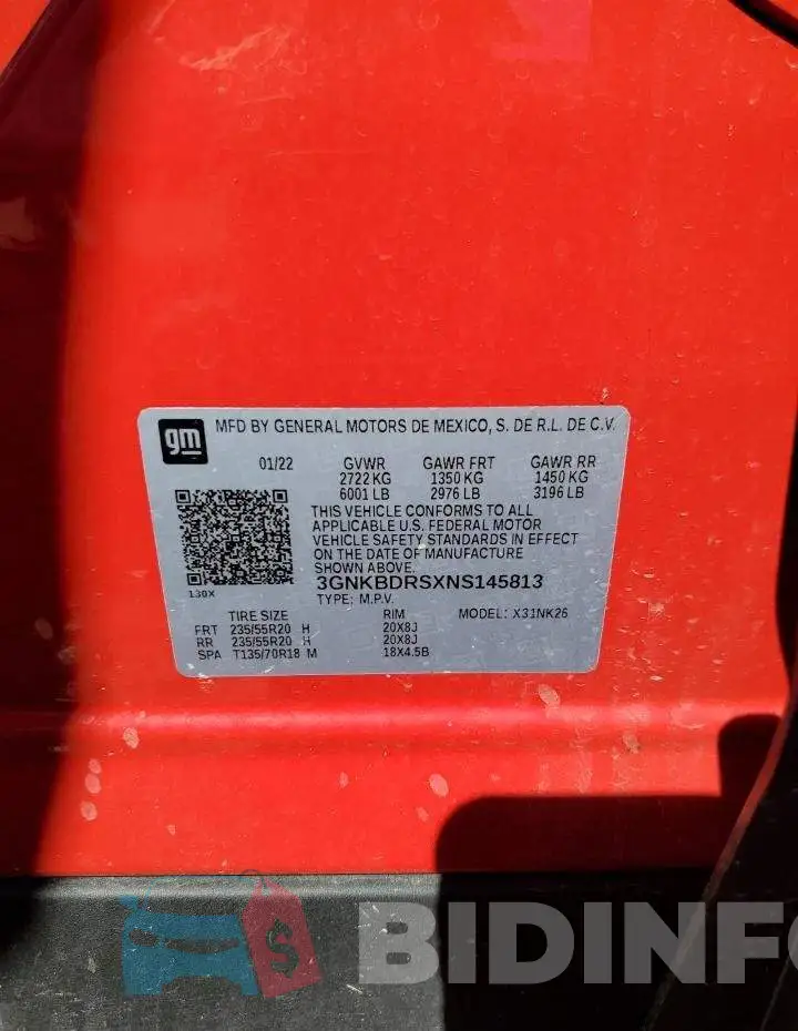 3GNKBDRSXNS145813 Photo# 13