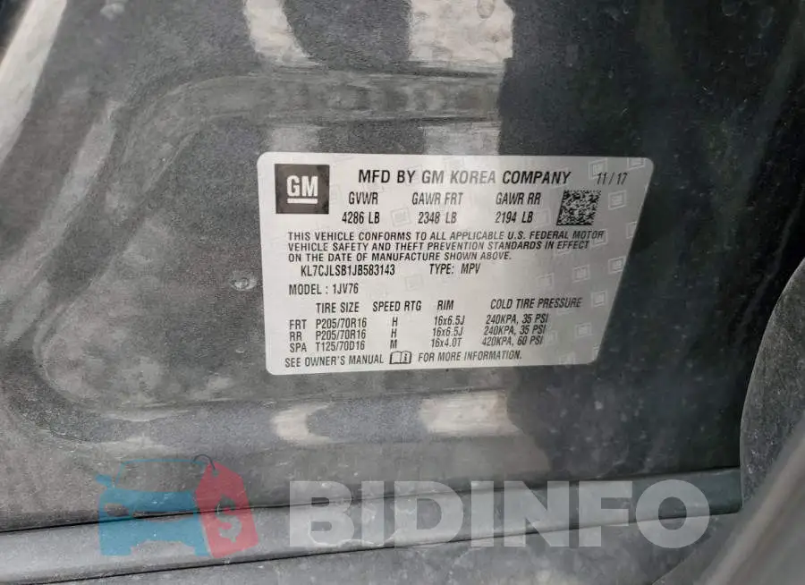 KL7CJLSB1JB583143 Photo# 13