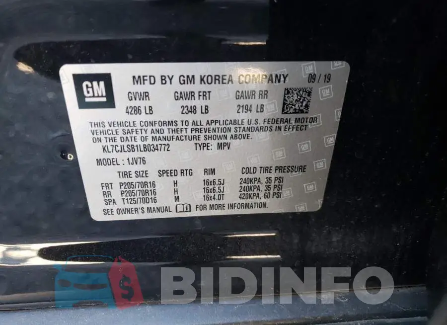 KL7CJLSB1LB034772 Photo# 13