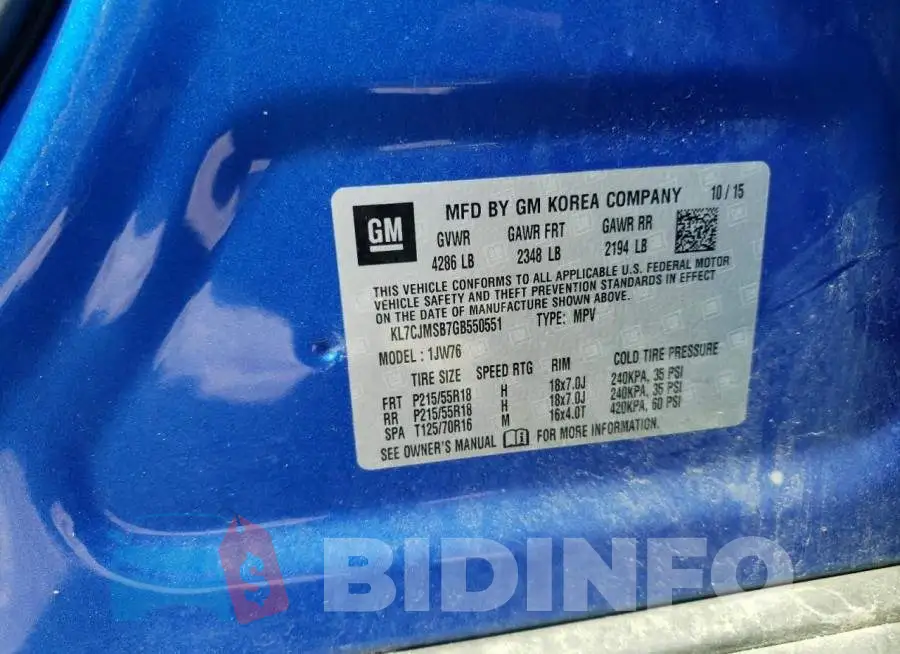 KL7CJMSB7GB550551 Photo# 12