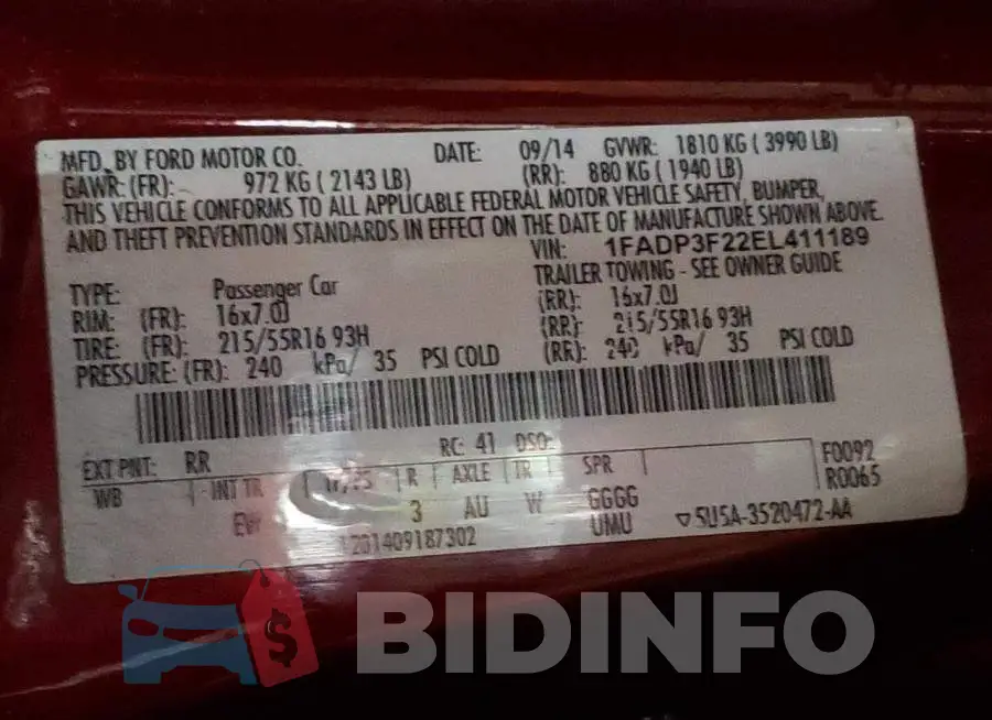 1FADP3F22EL411189 Photo# 13