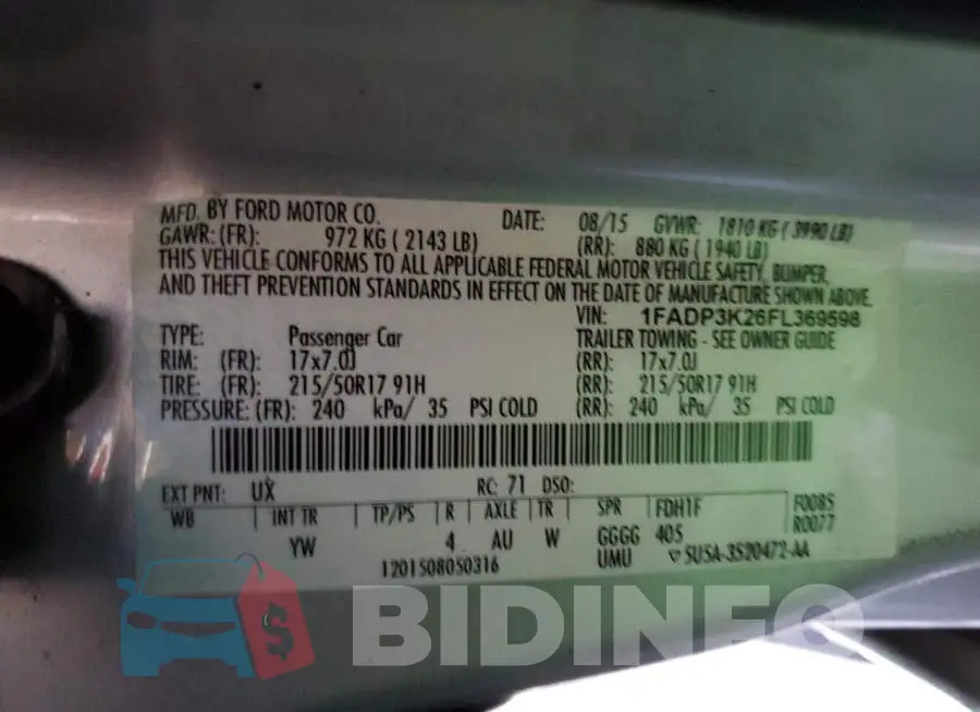 1FADP3K26FL369598 Photo# 12