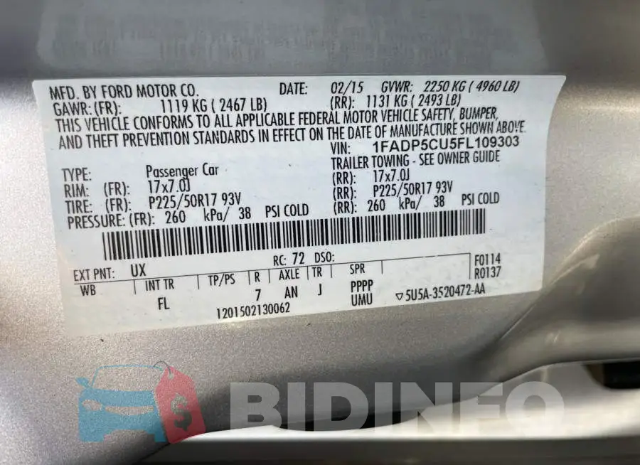 1FADP5CU5FL109303 Photo# 10