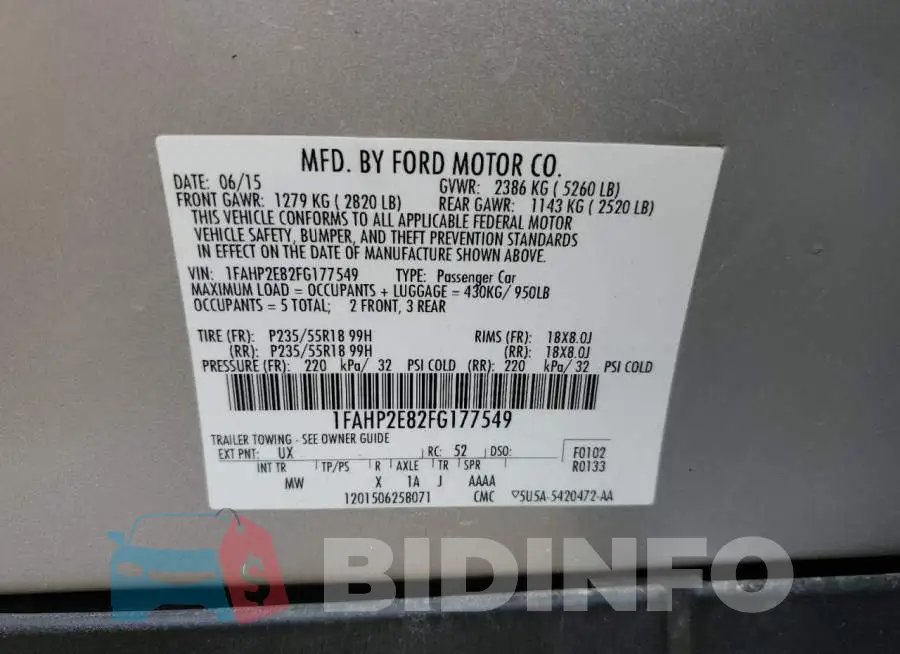 1FAHP2E82FG177549 Photo# 14