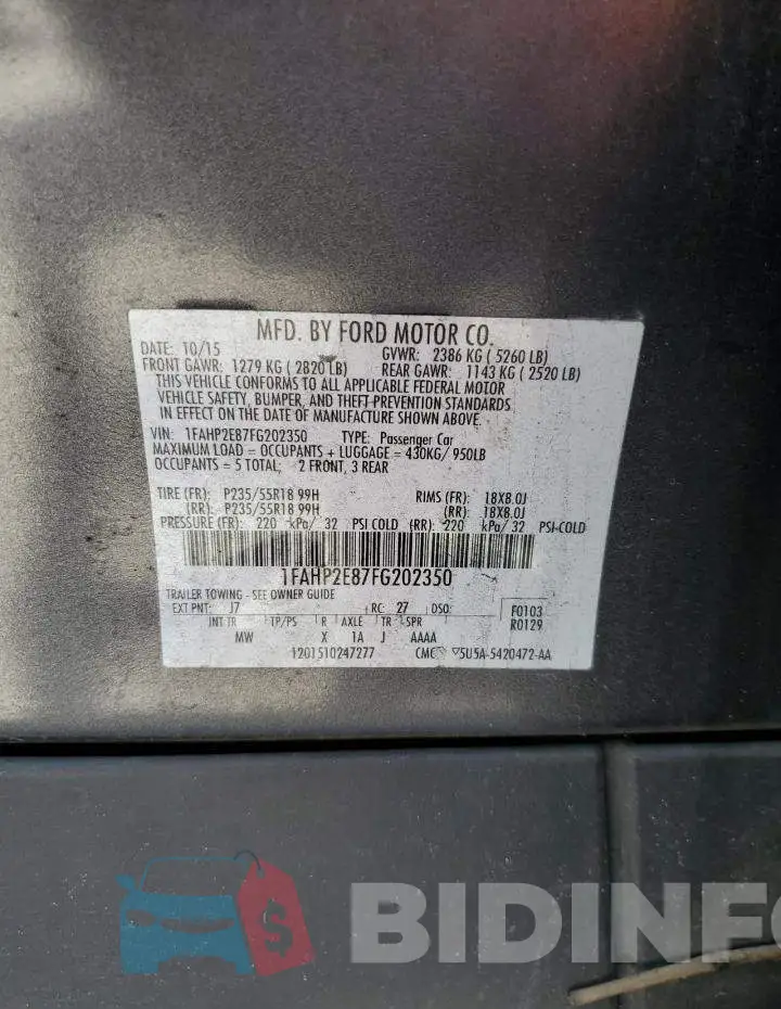 1FAHP2E87FG202350 Photo# 12