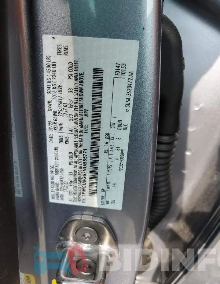 1FMCU9G67NUB55771 Photo# 13