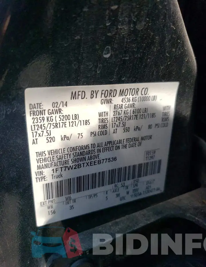 1FT7W2BTXEEB77536 Photo# 12