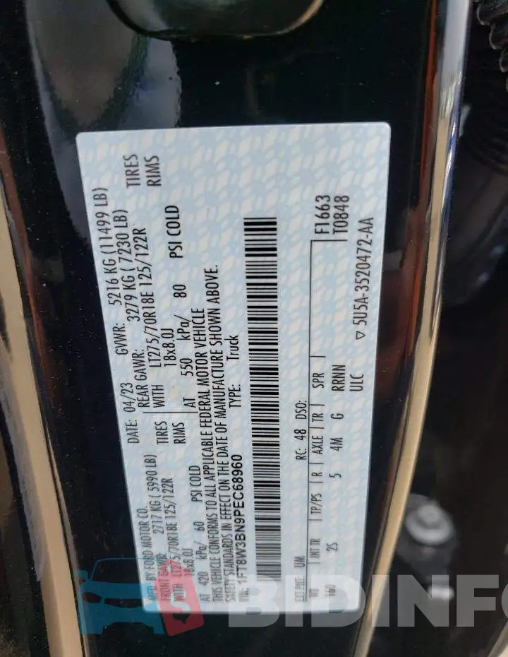 1FT8W3BN9PEC68960 Photo# 12