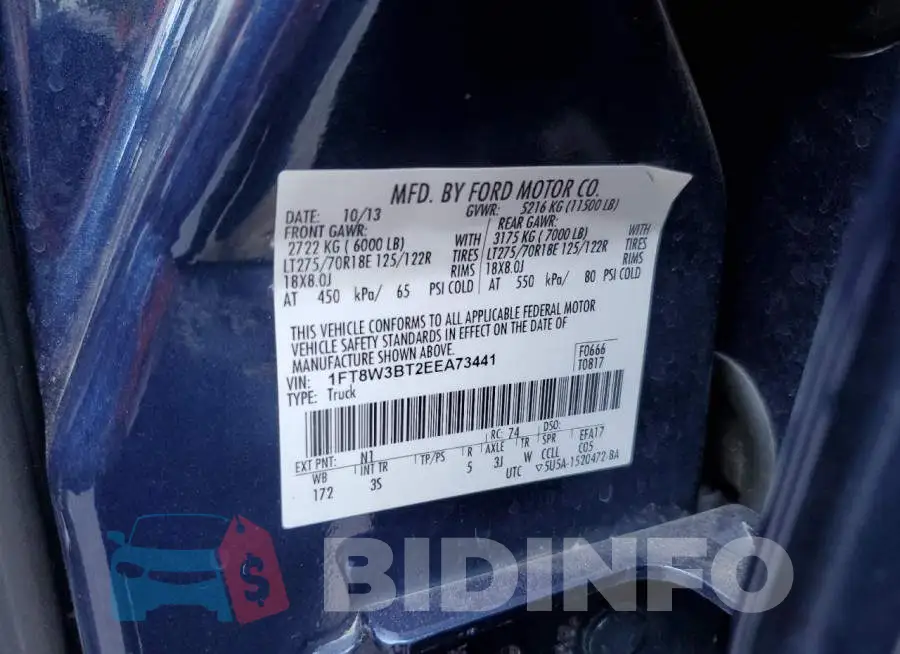 1FT8W3BT2EEA73441 Photo# 12