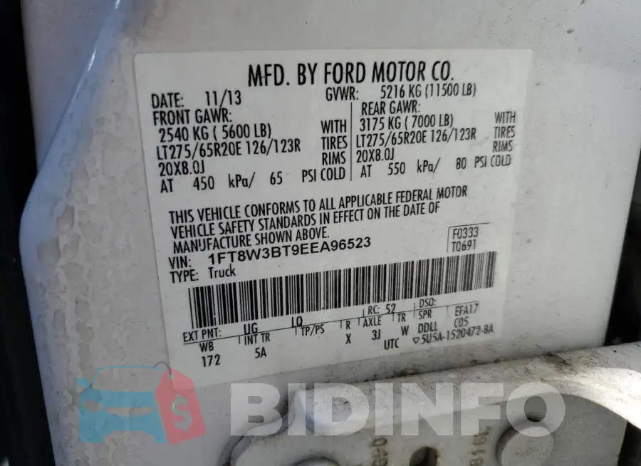 1FT8W3BT9EEA96523 Photo# 12