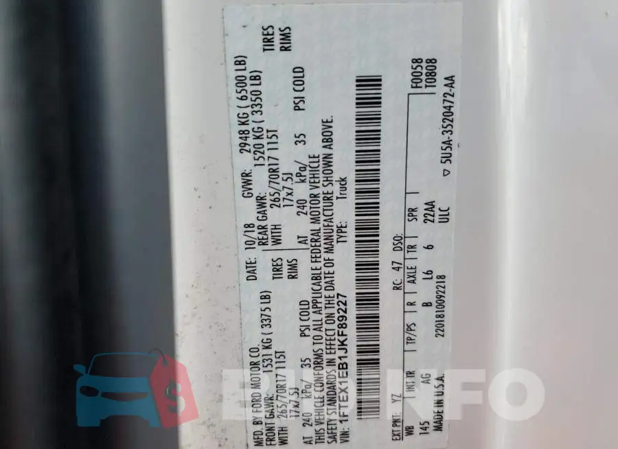 1FTEX1EB1JKF89227 Photo# 12