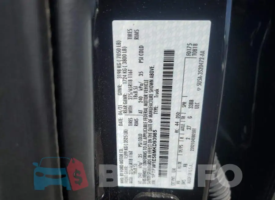 1FTFW1E58MKD93985 Photo# 12