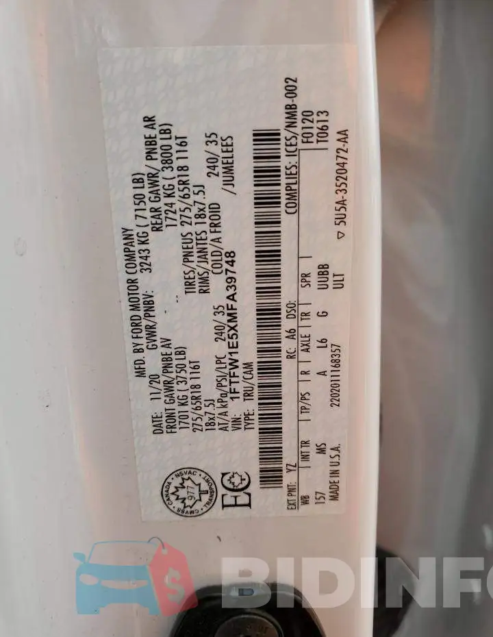 1FTFW1E5XMFA39748 Photo# 13
