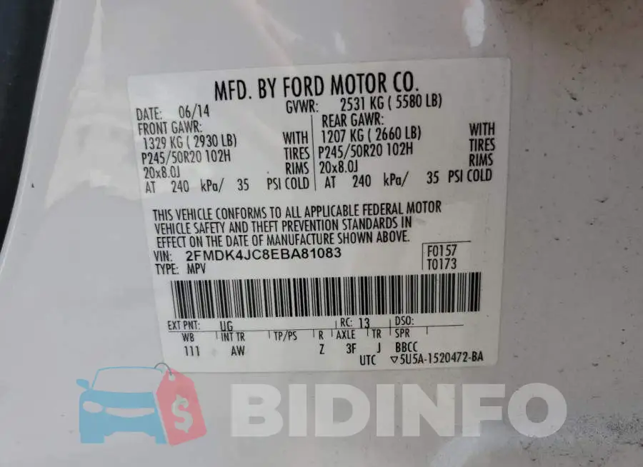 2FMDK4JC8EBA81083 Photo# 12