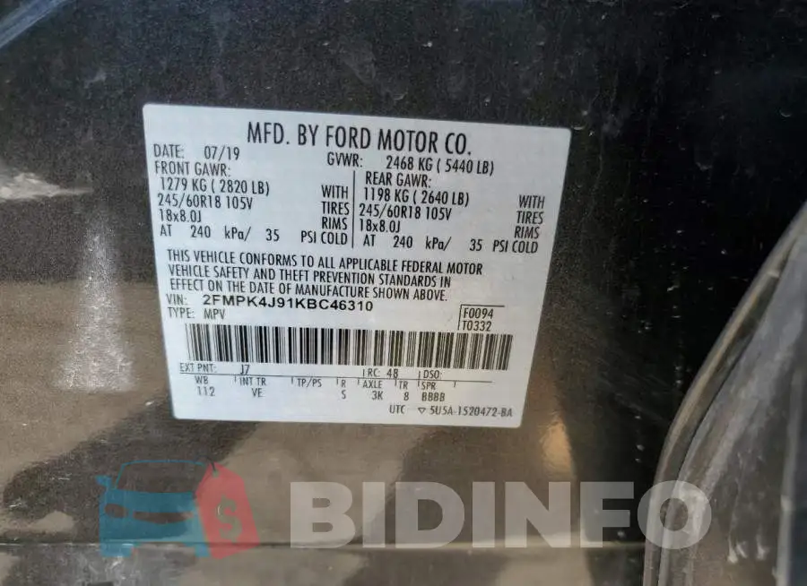 2FMPK4J91KBC46310 Photo# 12