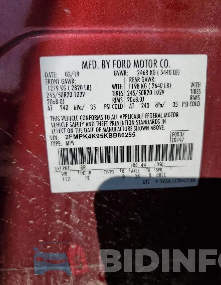 2FMPK4K95KBB86255 Photo# 13