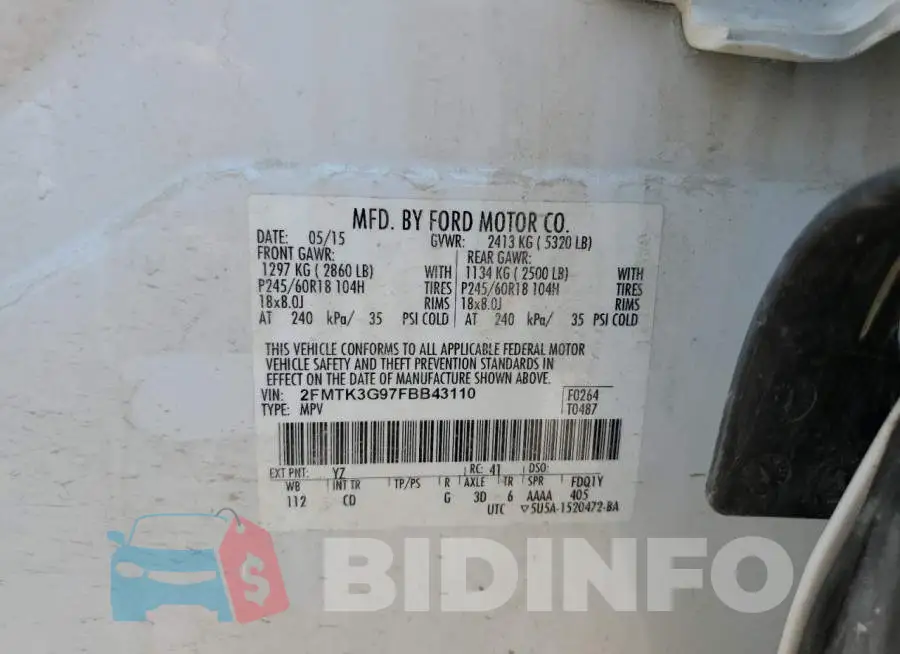 2FMTK3G97FBB43110 Photo# 13