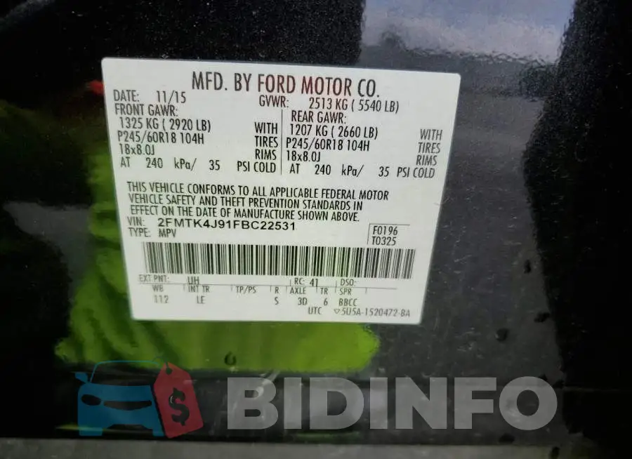 2FMTK4J91FBC22531 Photo# 13